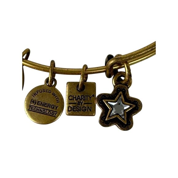 Alex and Ani Star Charm Gold Tone Bangle Braclet Made in the USA - Picture 2 of 5